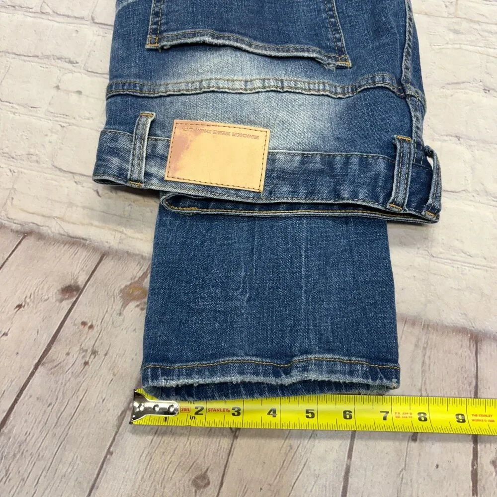 Smoke Rise Men Slim Distressed Jeans Size 38x32 Blue Denim C132 -27